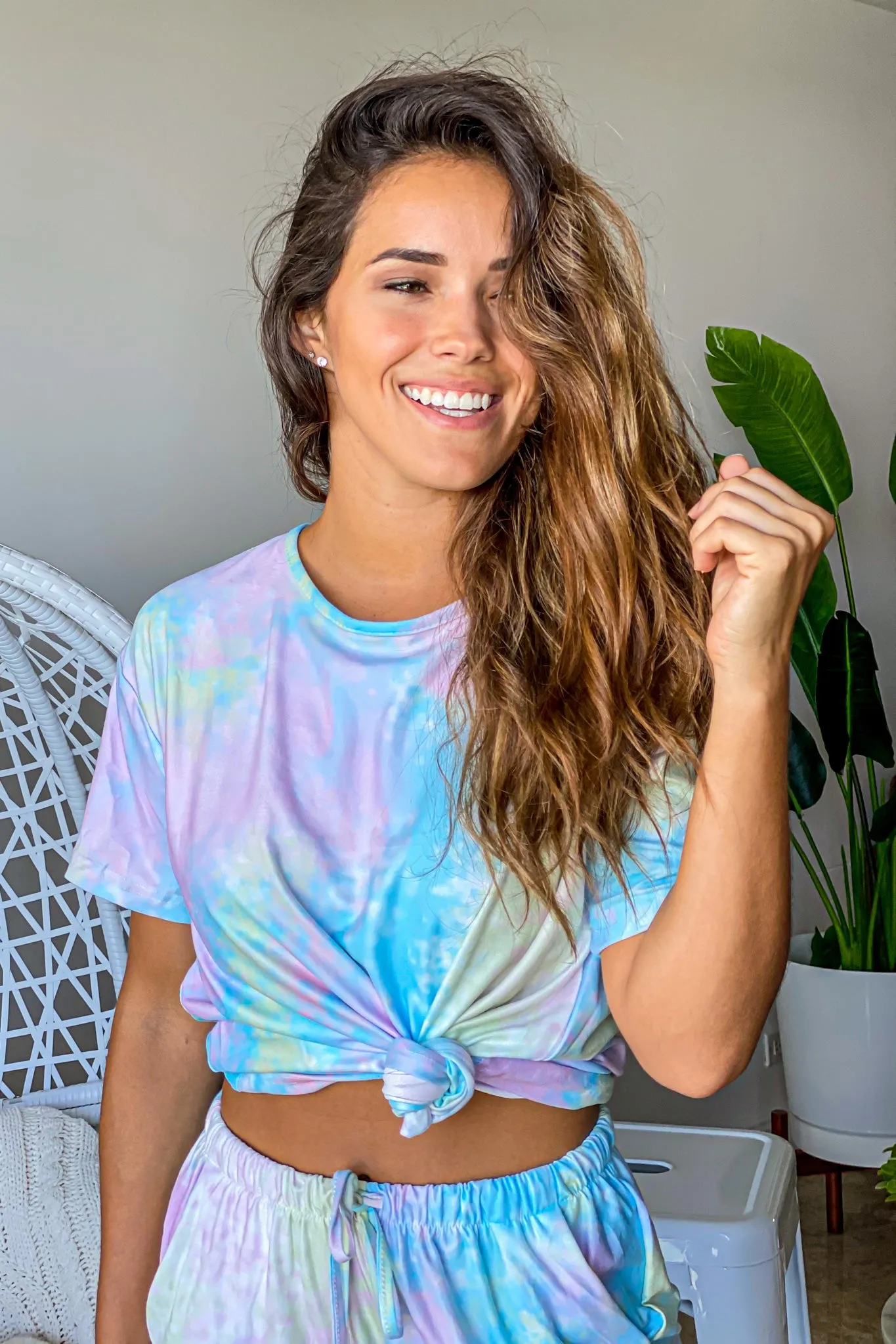 Green And Blue Tie Dye Top