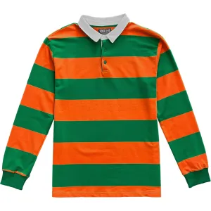 Green and Orange Comfortable Stretch Striped Mens Rugby Shirt