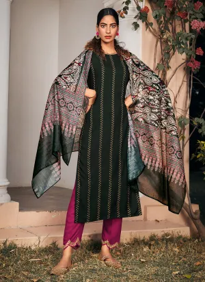 Green And Pink Multi Embroidered Pant Suit