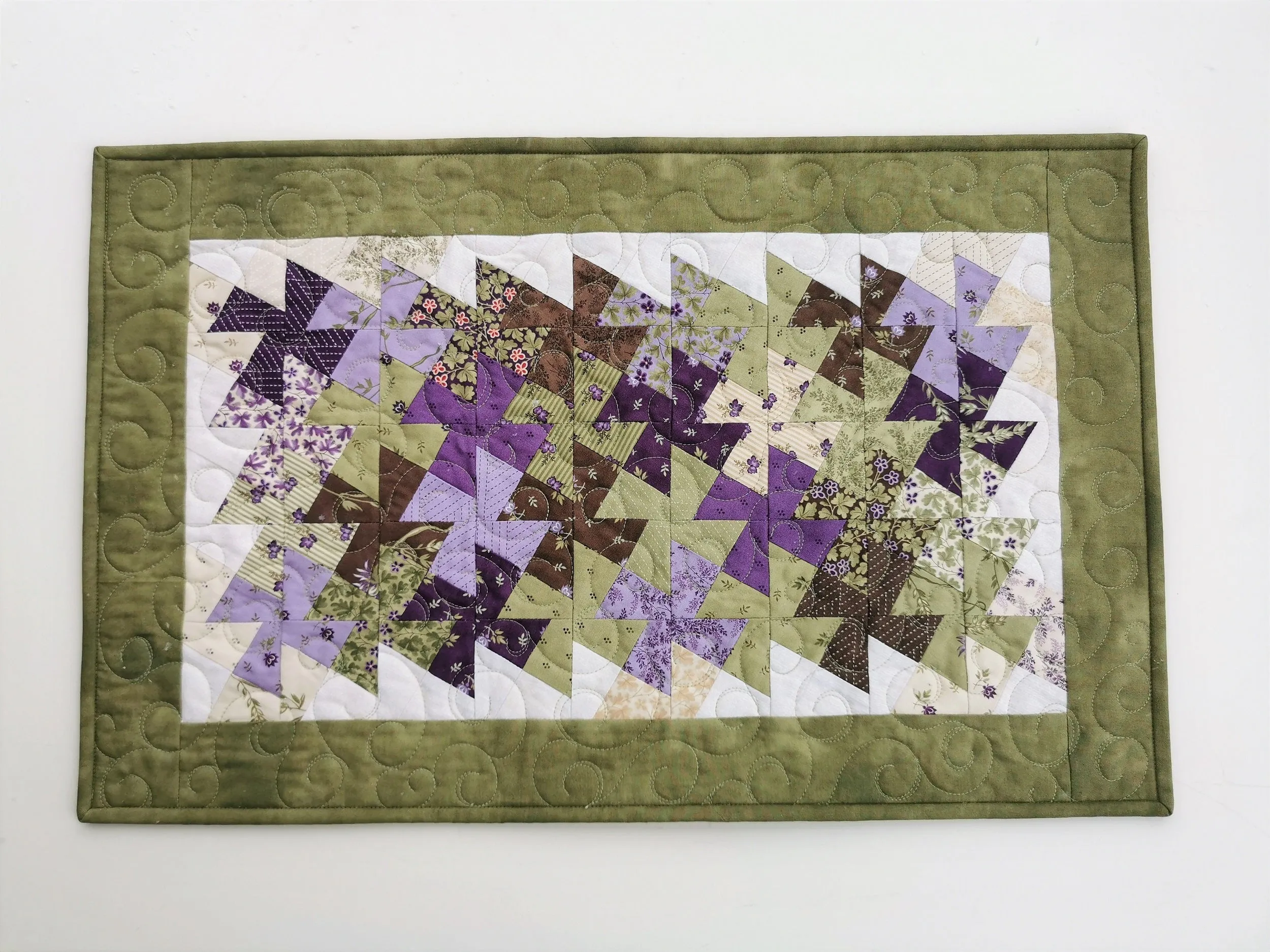 Green and Purple Quilted Table Runner