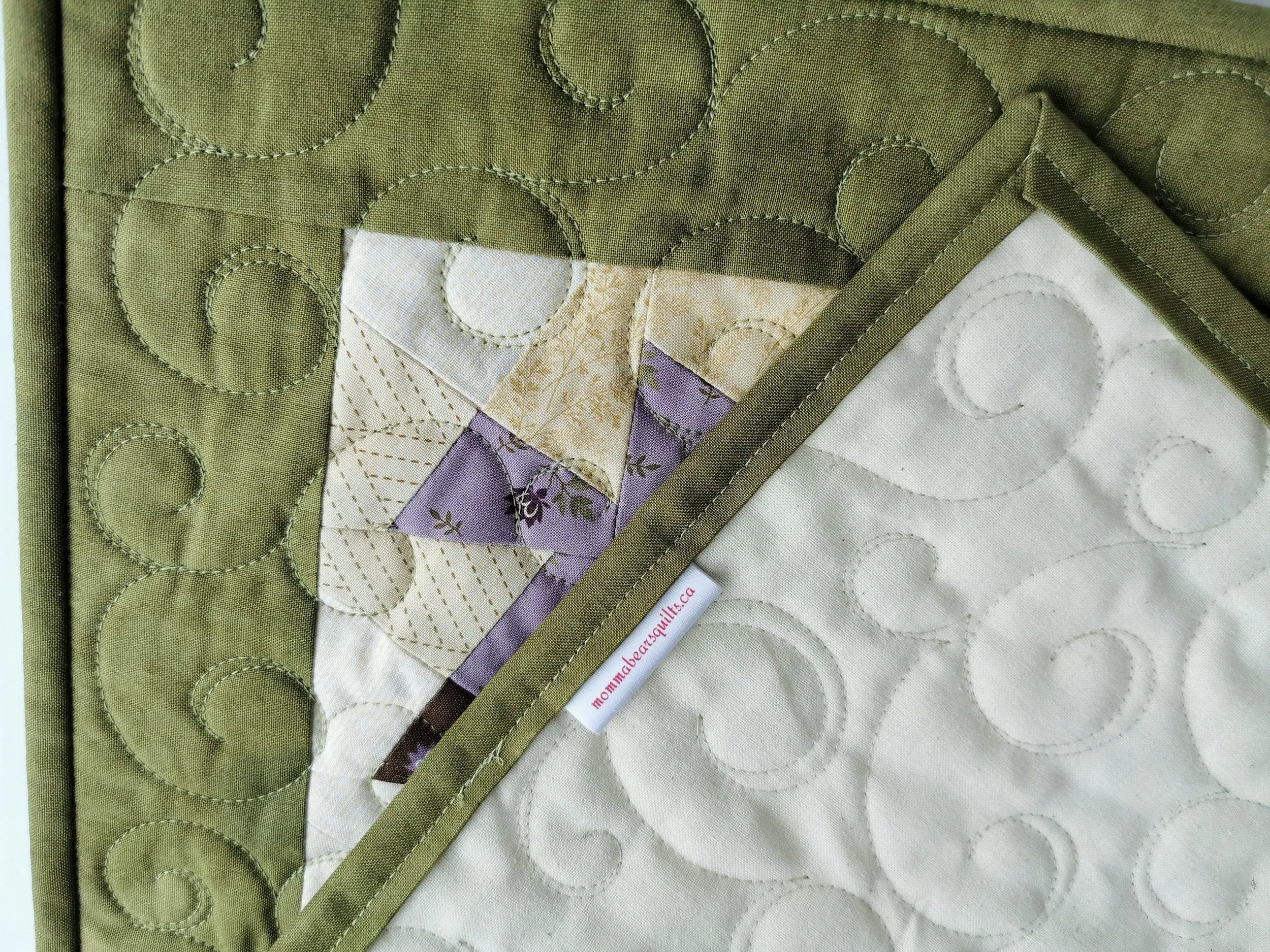 Green and Purple Quilted Table Runner