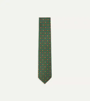 Green and Red Geometric Medallion Print Madder Twill Silk Tie