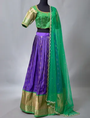 Green and Royal Blue Half saree