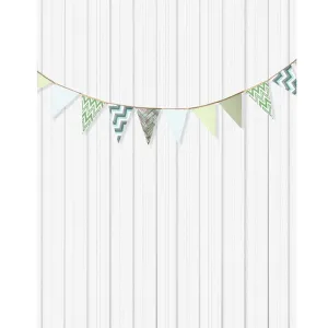 Green and White Bunting Printed Backdrop