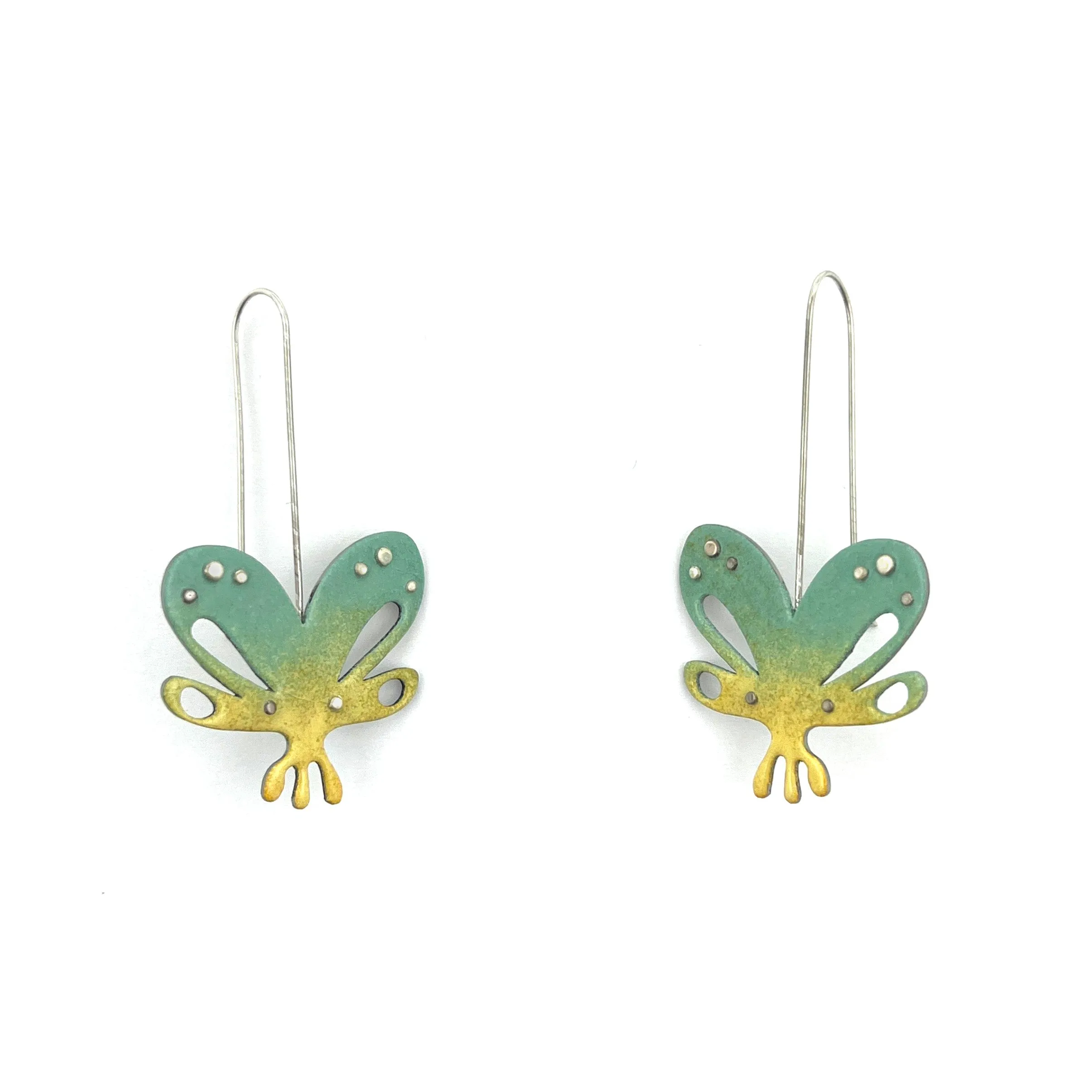 Green and Yellow Butterfly Earrings