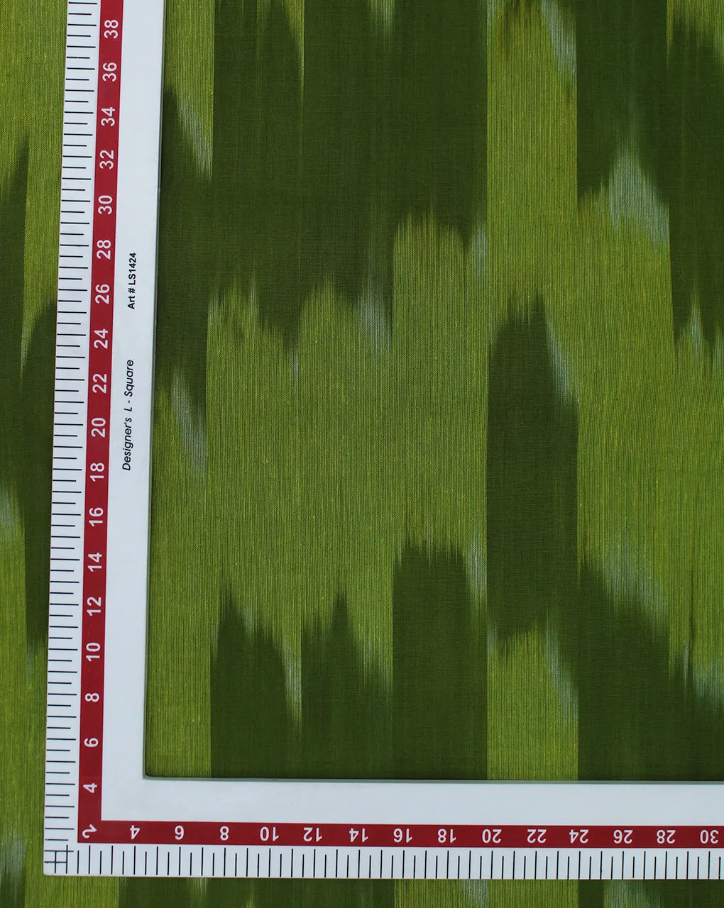 GREEN AND YELLOW YARN DYED COTTON IKAT FABRIC