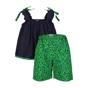 GREEN ANKARA ELASTICATED WAIST SHORT SET