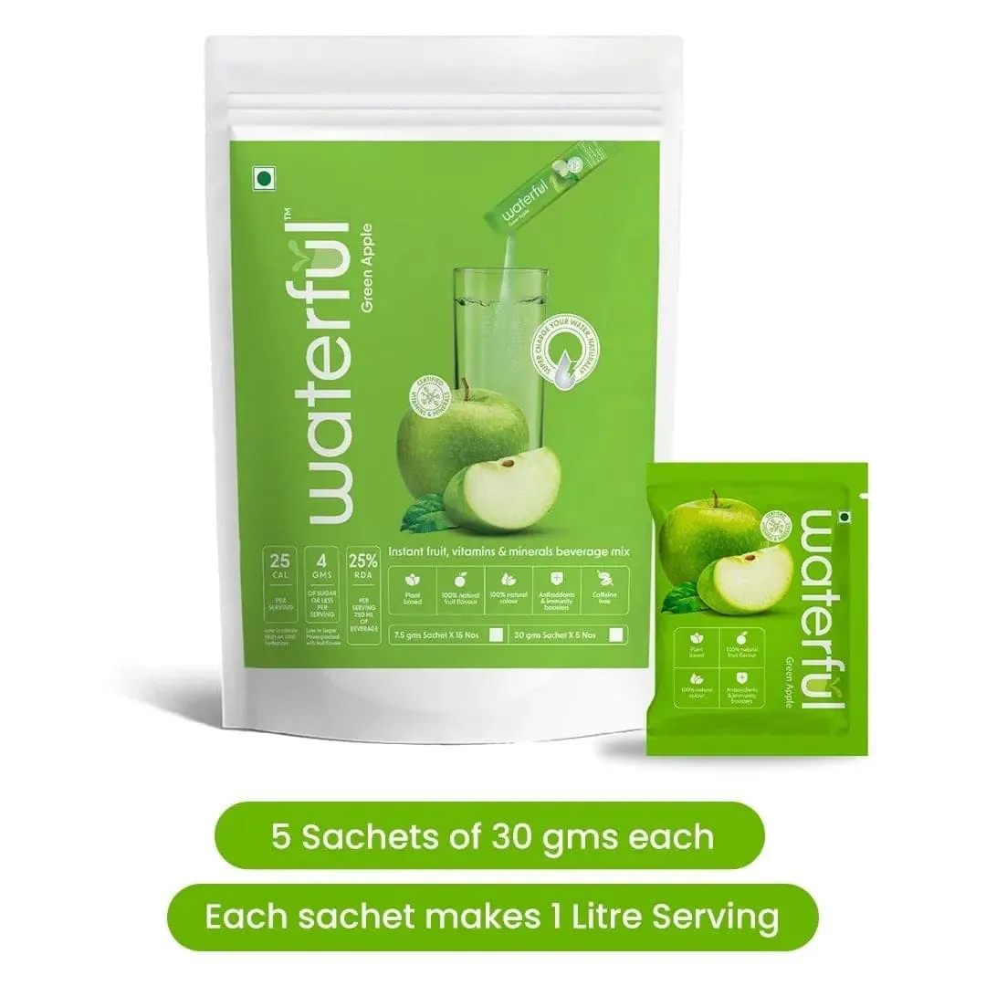 Green Apple (30 gms X 5 sachets) 10  Vitamins & Minerals, Low Cal Hydration Powder Mix