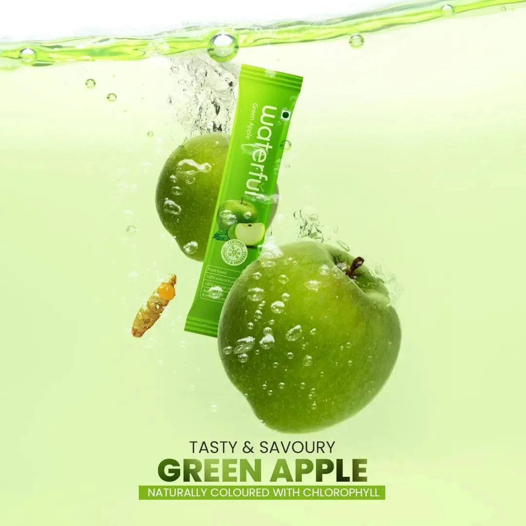 Green Apple (30 gms X 5 sachets) 10  Vitamins & Minerals, Low Cal Hydration Powder Mix