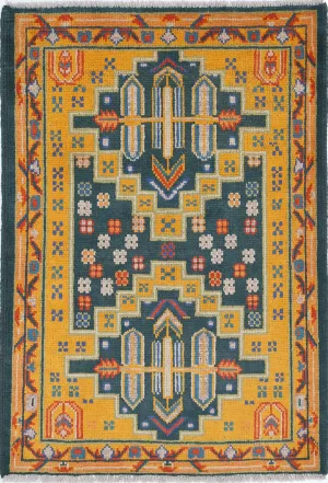 Green Baluch Revival Hand Knotted Rug