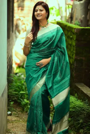 Green Banglori Raw Silk Saree