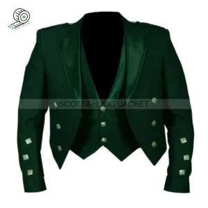 Green Barathea Wool Jacket with Three Buttons for Prince Charlie