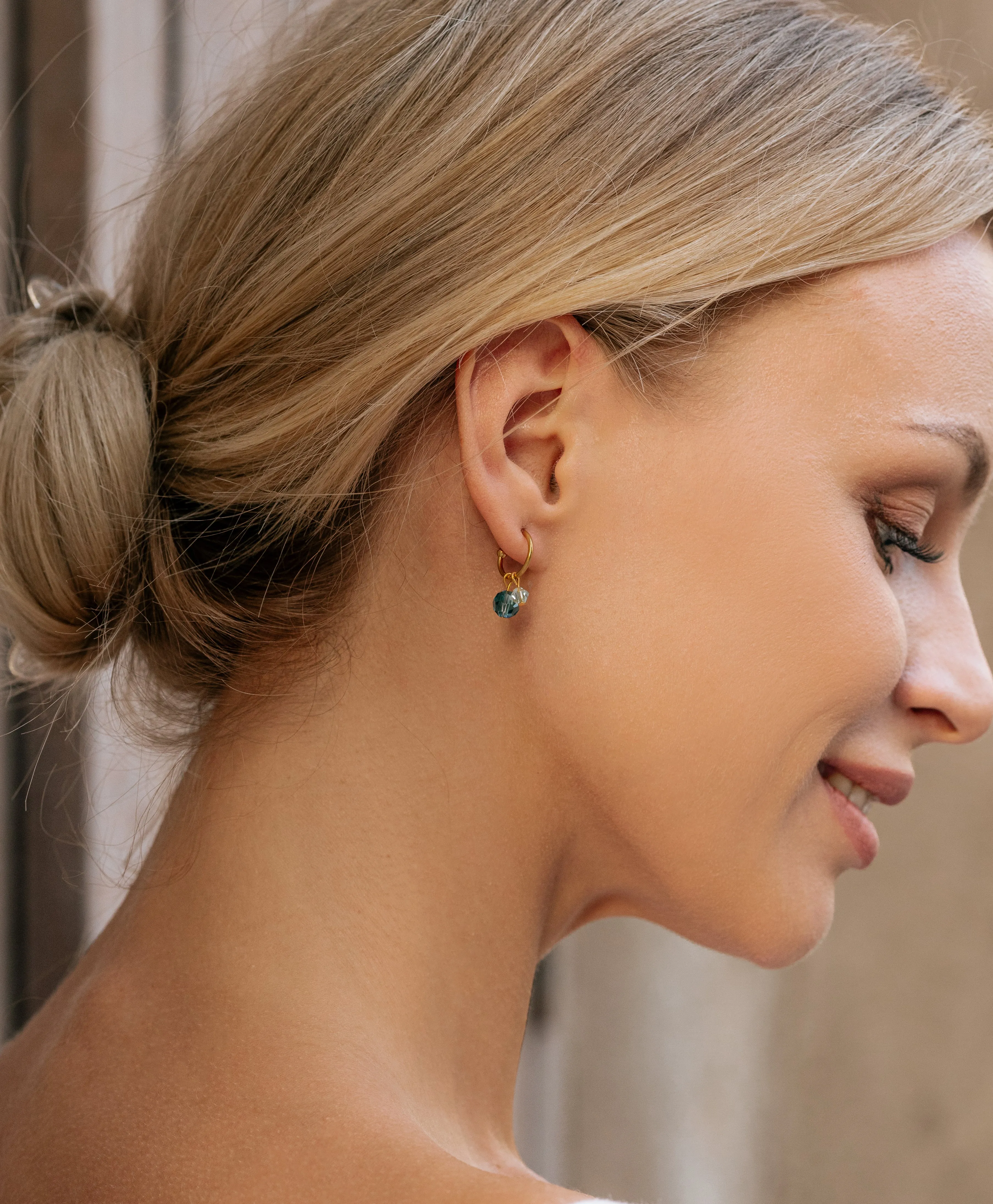 Green Beads Hoop Earrings