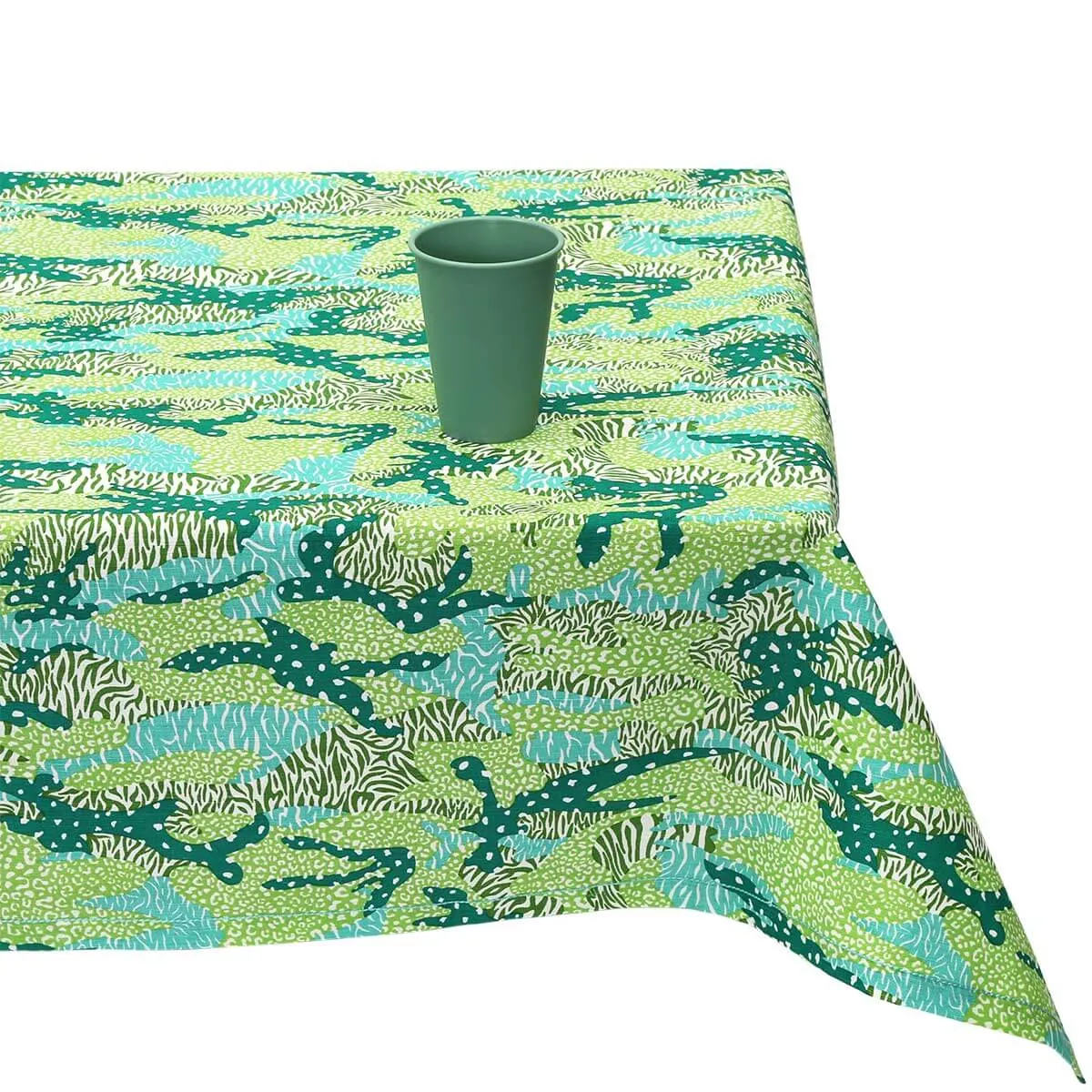 Green Big Cat Camo Table Cloth