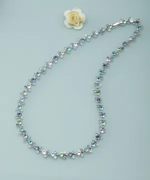 Green Blue Swarovski Crystal Dainty Necklace