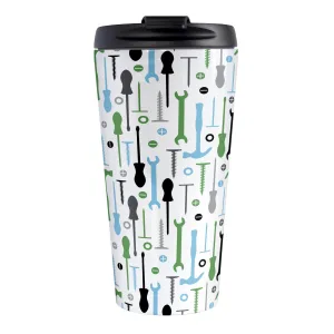 Green Blue Tools Pattern Travel Mug