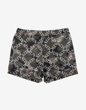 Green Camouflage VLTN Grid Swim Shorts