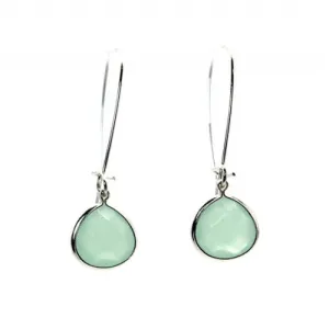 Green Chalcedony Stone Drop Earrings