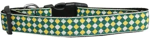 Green Checkers Nylon Dog Collar Xl