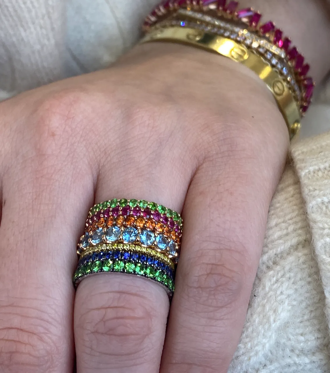 Green Chrome Diopside Stacking Ring