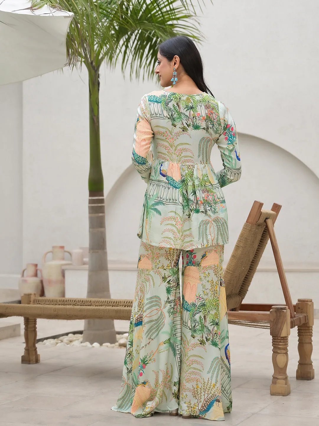 Green Digital Printed Muslin Co-Ord Set