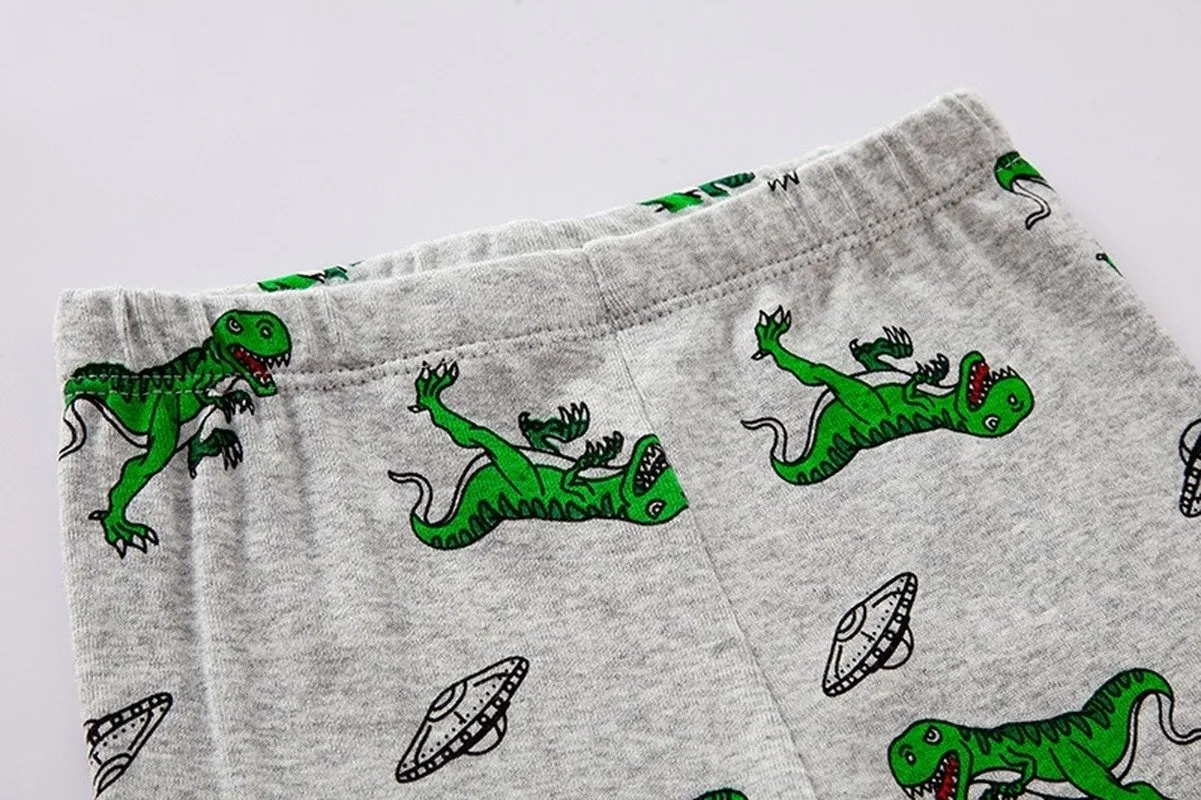 Green Dinosaur Print Pajama Set for Toddler/Kid Boy