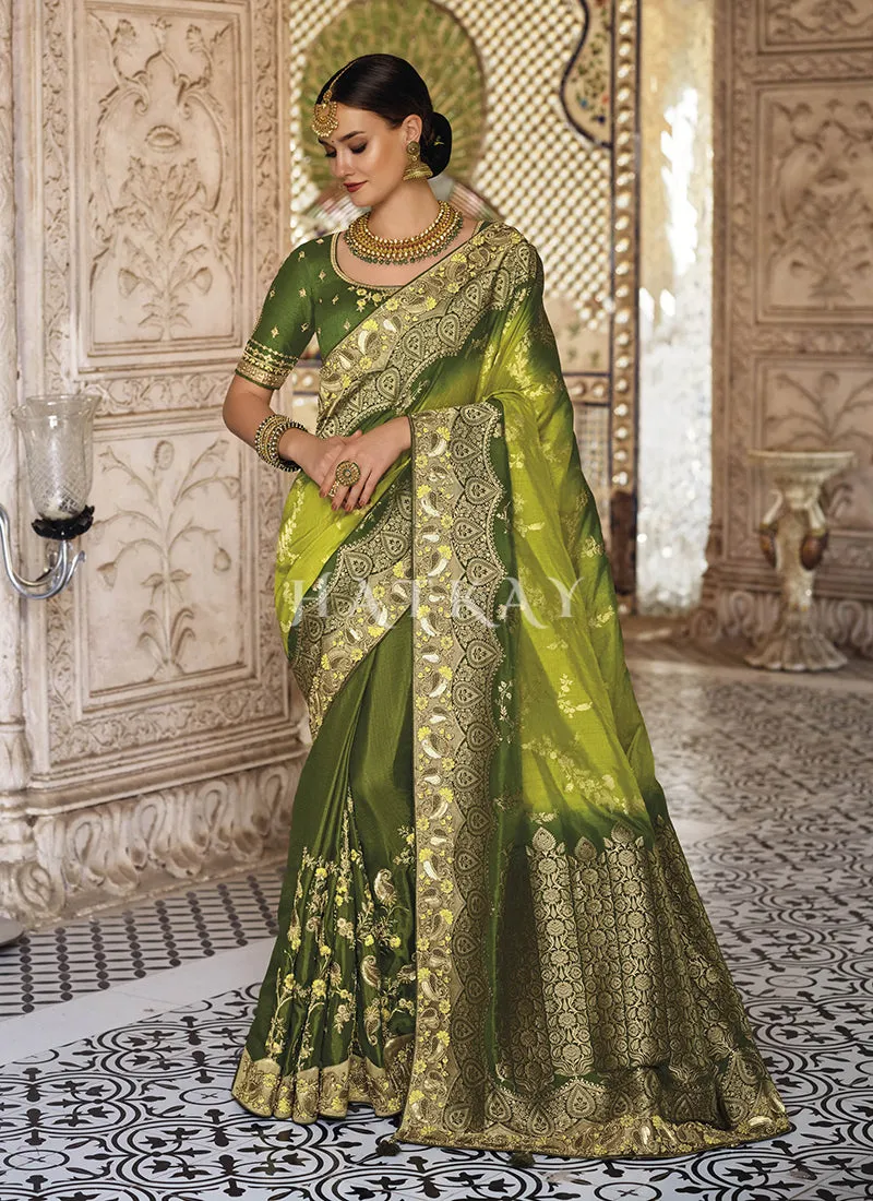 Green Dual Tone Silk Saree