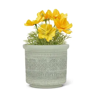 Green Embossed Band Planter - 5"H