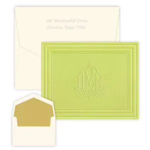 Green Embossed Monogram Stationery