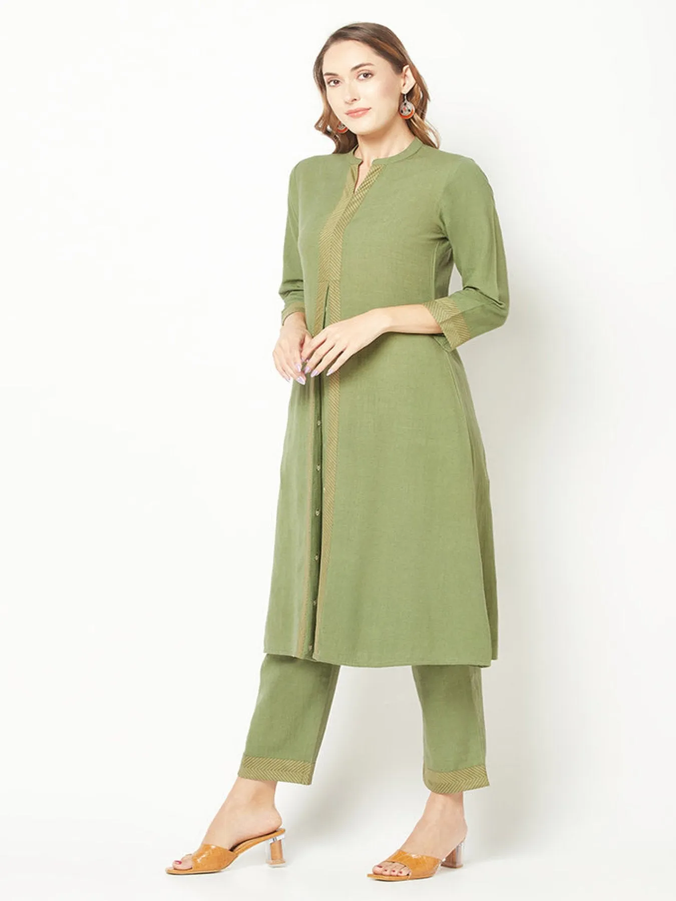 Green Embroidered Kurta Set