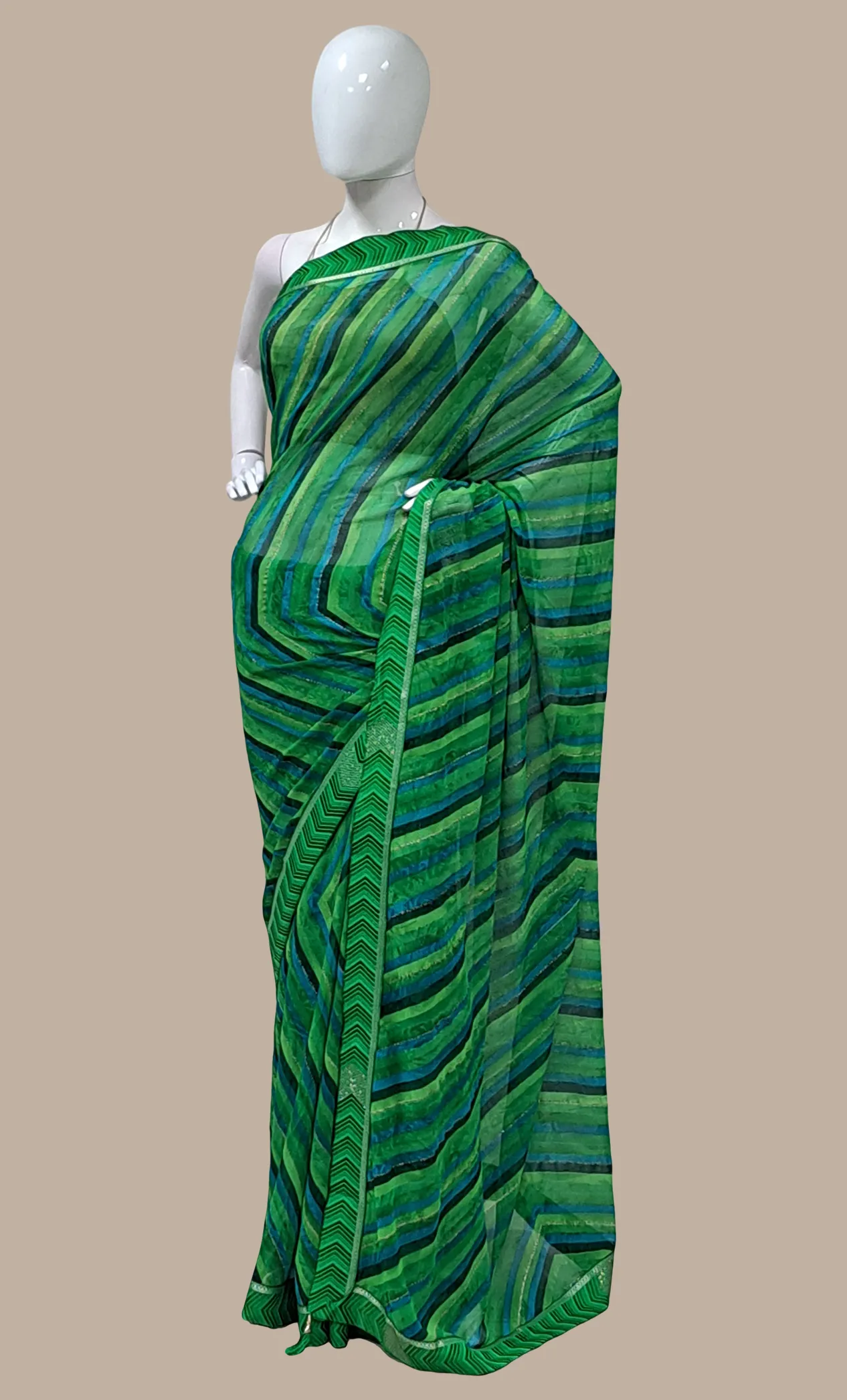 Green Embroidered Sari