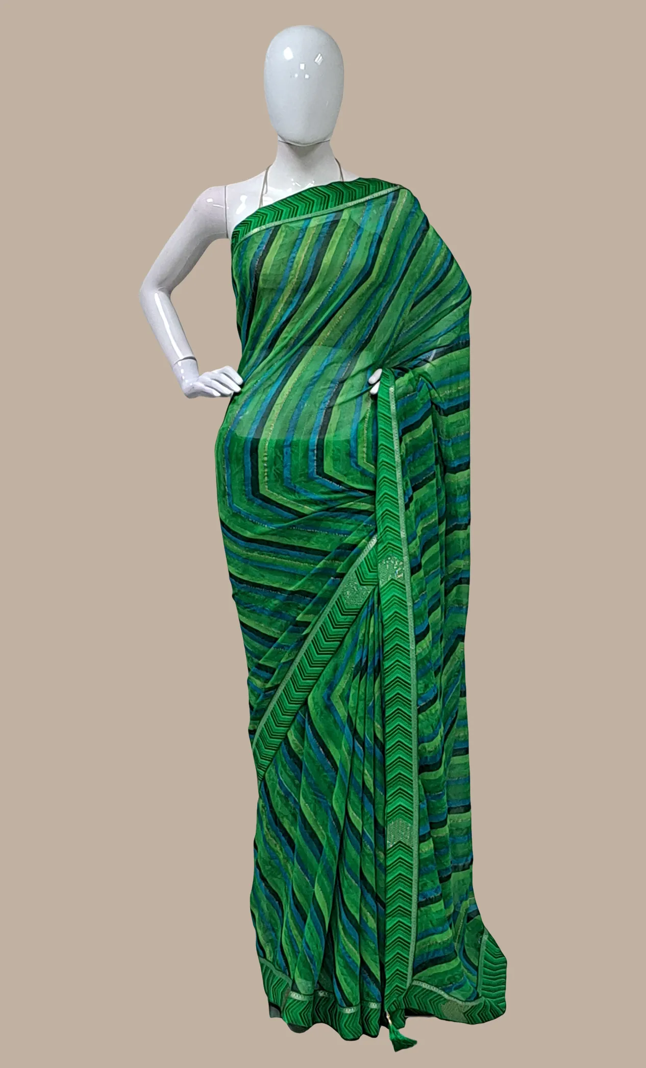 Green Embroidered Sari