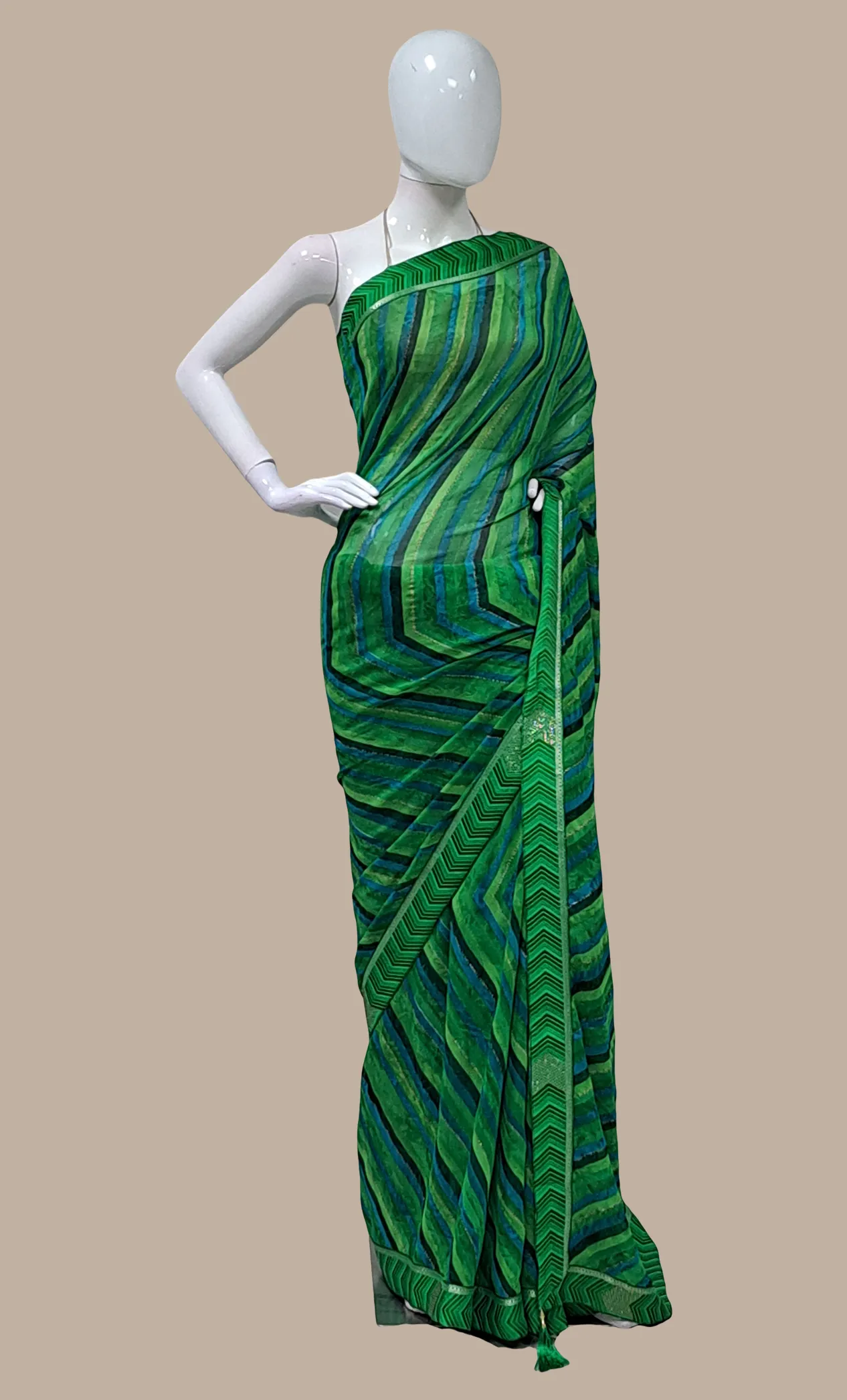 Green Embroidered Sari