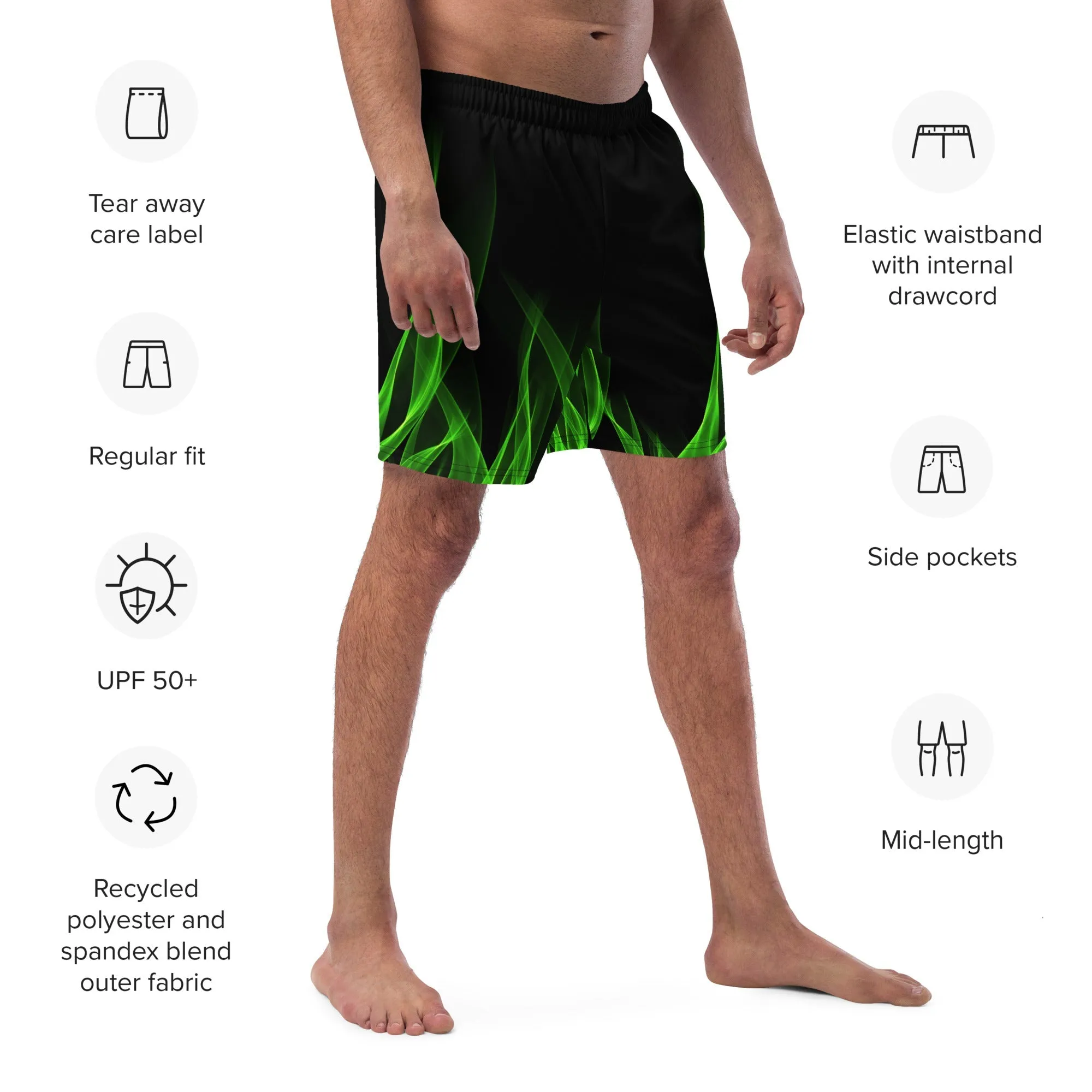 Green Flame Men's swim trunks