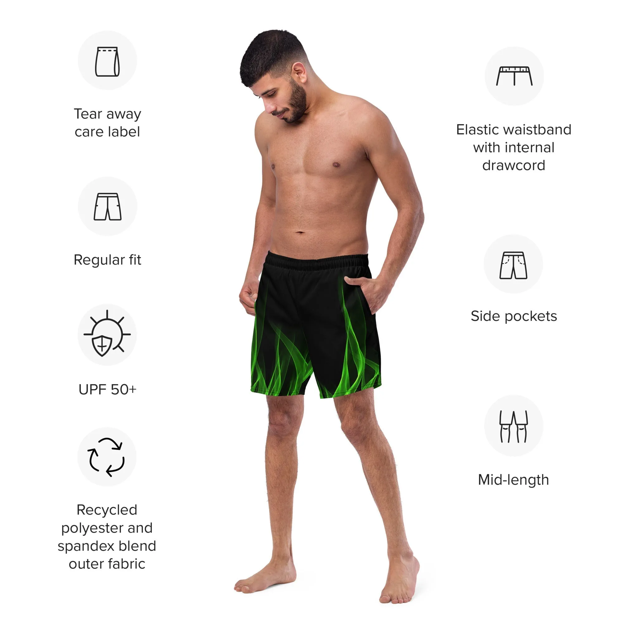 Green Flame Men's swim trunks