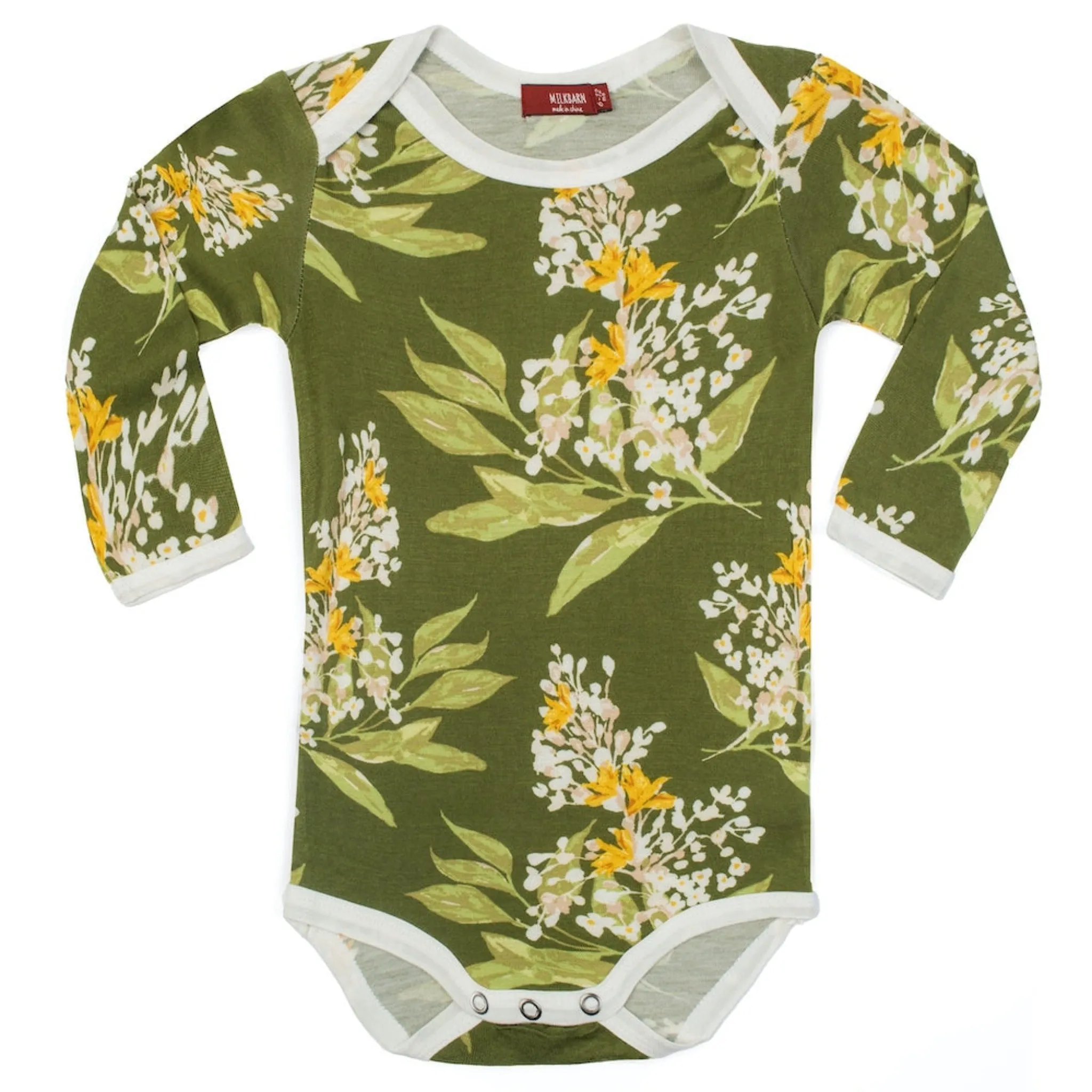 Green Floral Long Sleeve Onesie