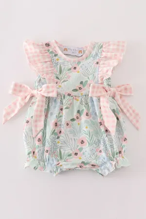 Green floral ruffle girl bubble