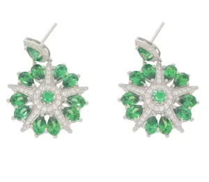 Green Garnet Sterling Silver Earrings with Accent