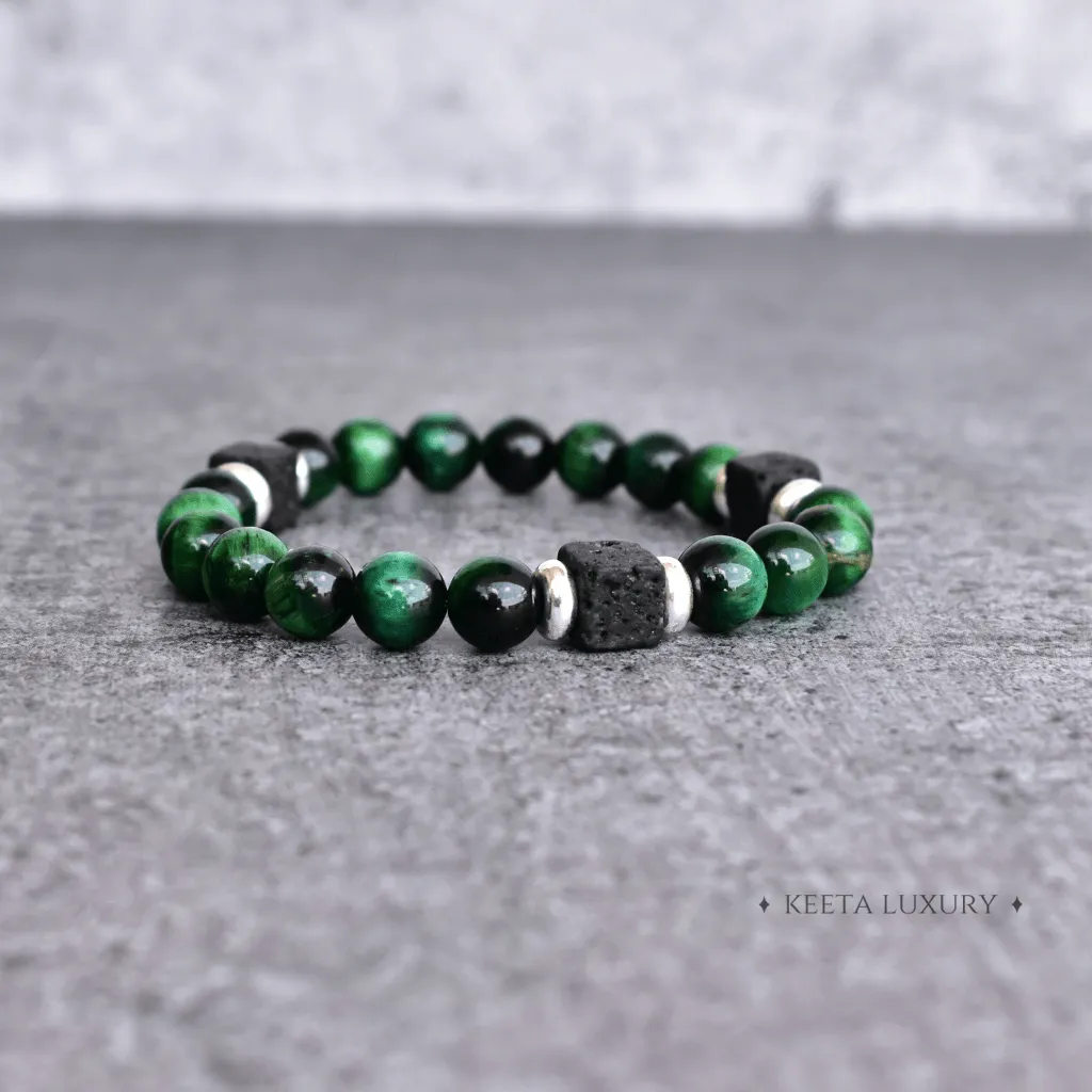 Green Generation- Tiger Eye and Lava Bracelet