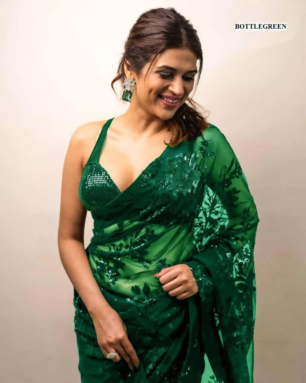 Green Georgette All Over Luxury Sequins Saree