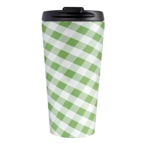 Green Gingham Travel Mug