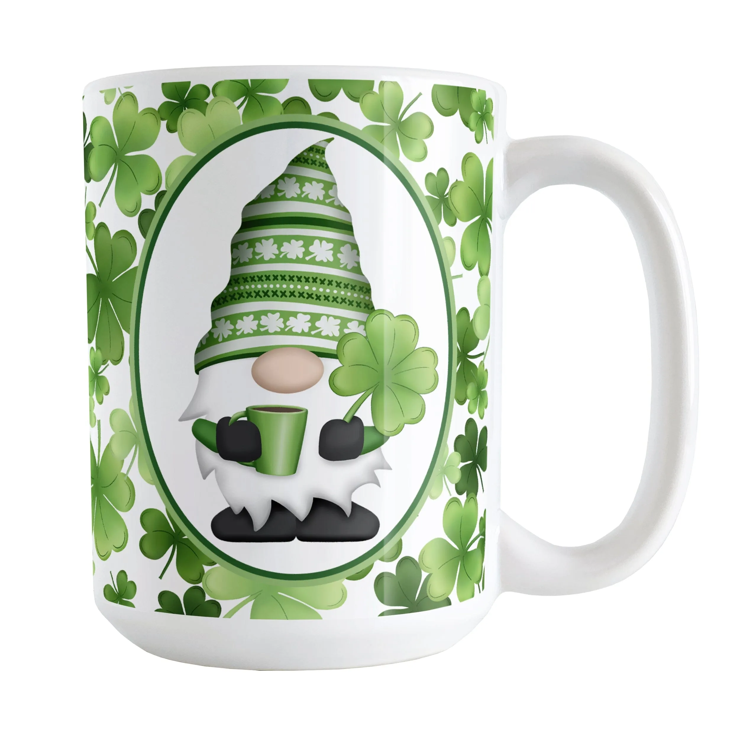 Green Gnome Shamrocks Mug