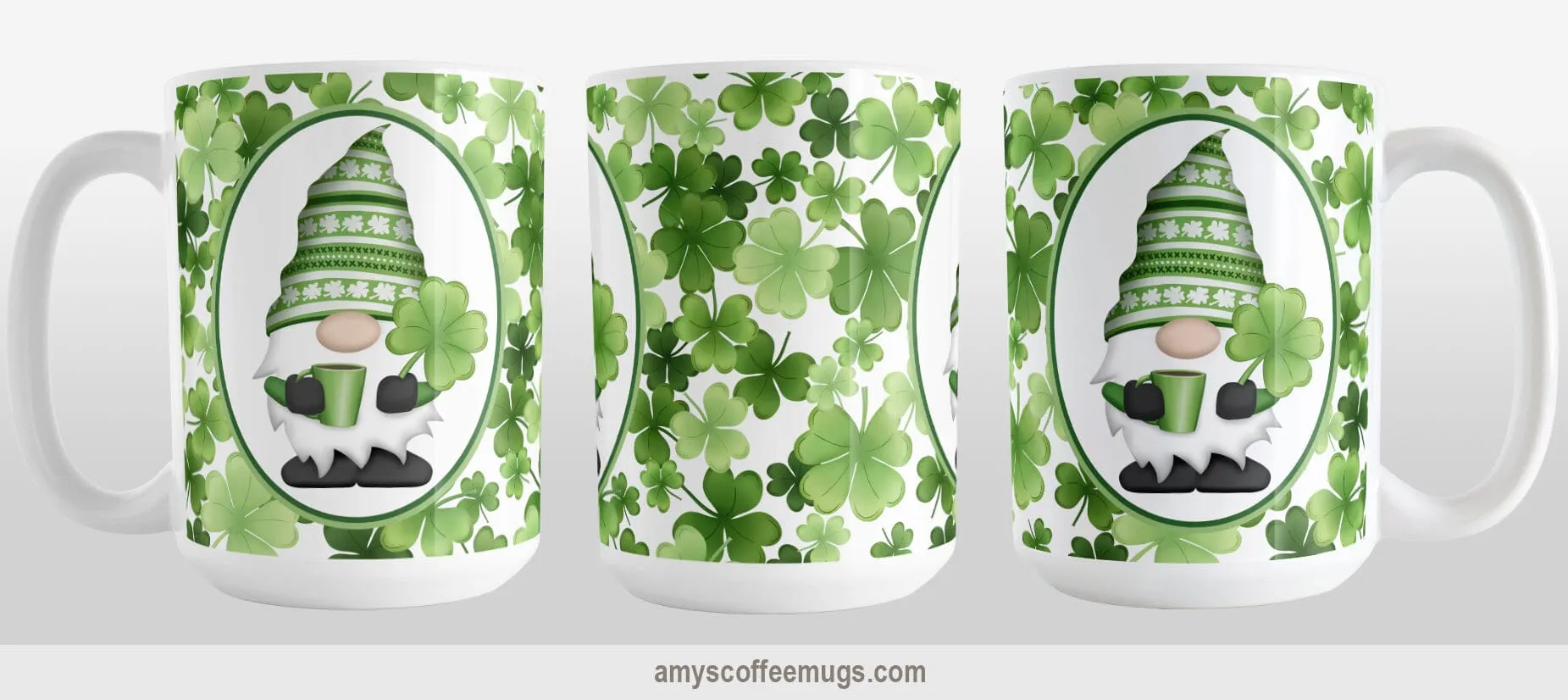 Green Gnome Shamrocks Mug