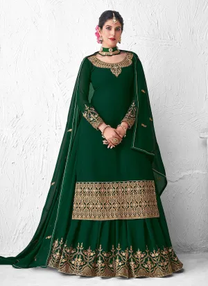 Green Golden Embroidered Sharara Suit