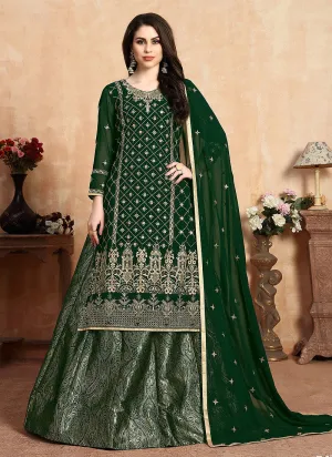 Green Golden Wedding Lehenga Style Suit