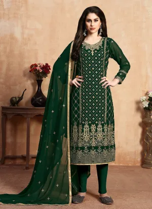 Green Golden Zari Embroidered Designer Pant Suit