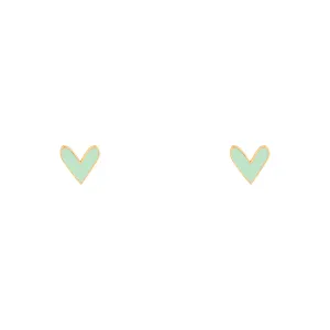 Green Heart Stud Earrings