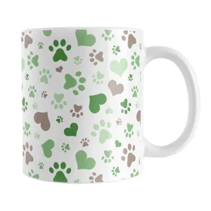 Green Hearts and Paw Prints Mug