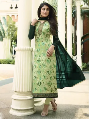 Green Hues Minimalist Embroidered Brasso Designer Pant Suit