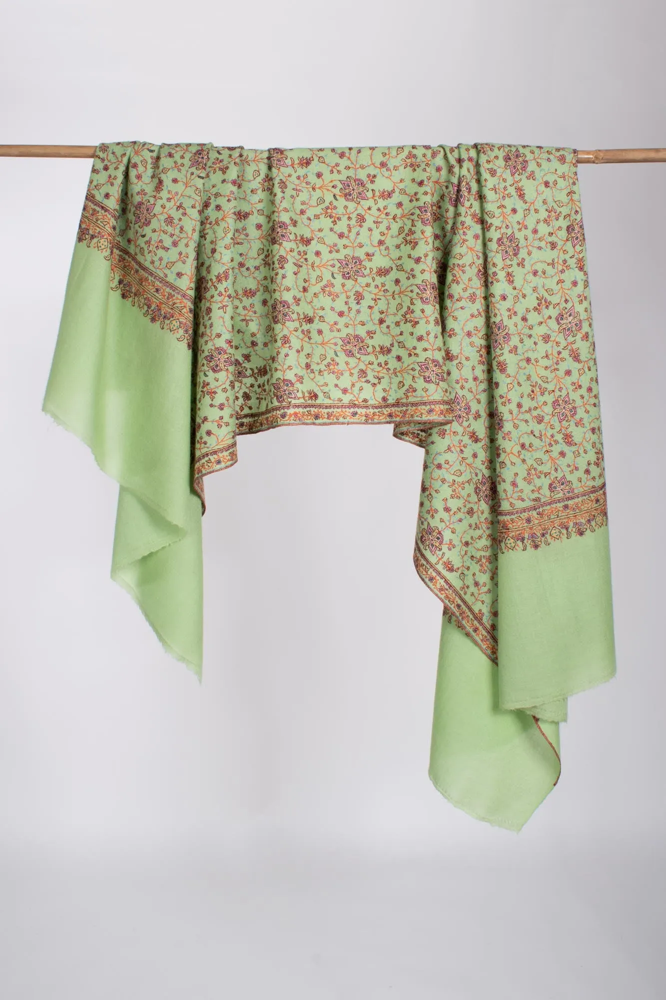 Green Jaali Kashmiri Pashmina Shawl - BHIWADI